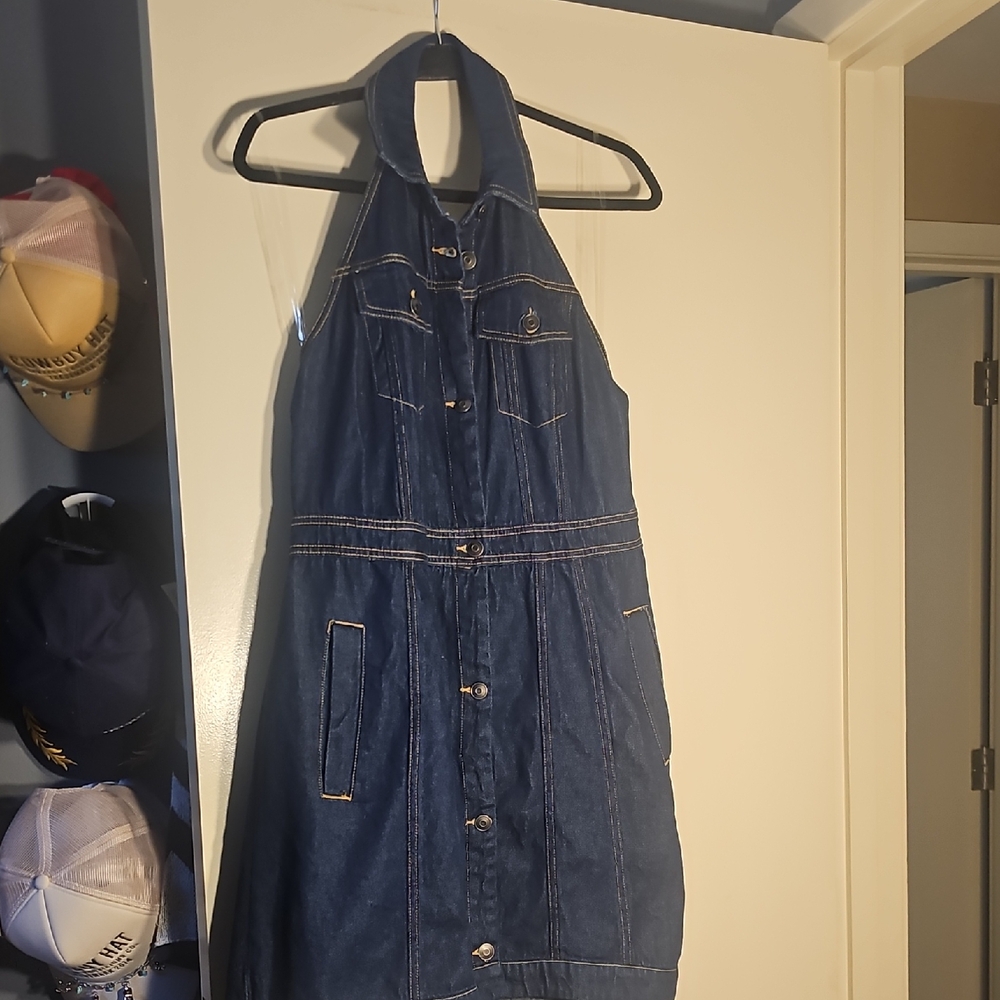 Future Collective Stylish Denim Halter Dress